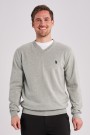 U.S Polo Cosmo Knit V-Neck strikket V-genser Herre, Medium Grey Melange thumbnail