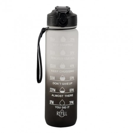 Hollywood Motivational Bottle 1000ml - flasken som motiverer deg til å drikke, sort og hvit