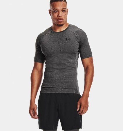 Under Armour UA HG Armour Comp SS Tee T-skjorte for trening/baselayer Herre, Carbon Heather