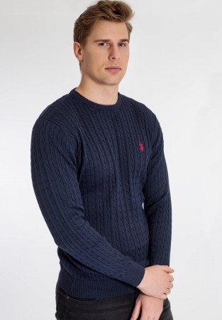 U.S Polo Archi Knit Sweater Strikket Genser Herre, Dark Sapphire/Navy