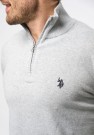 U.S. Polo Brison Knit Half-zip strikket genser Herre, Grey Melange thumbnail