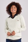 U.S. Polo Bell Knit V-Neck Dame, Cloud Dancer thumbnail