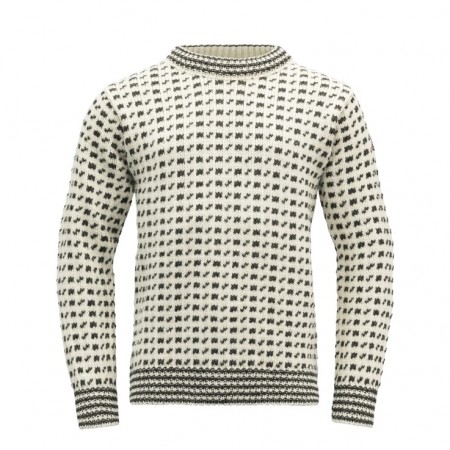 Devold Original Islender Wool Sweater unisex, Hvit/Sort (utsolgt)