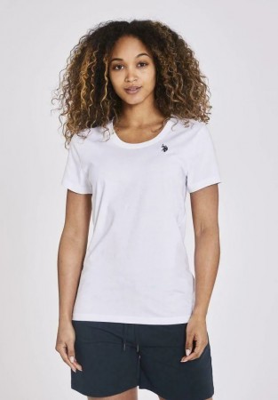 U.S. Polo Amy T-Shirt T-skjorte i bomull Dame, Hvit