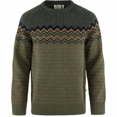 Fjällräven Övik Knit Sweater Ullgenser Herre, Laurel Green Deep Forest