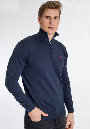 U.S. Polo Brison Knit Half-zip strikket genser Herre, Dark Sapphire / Navy