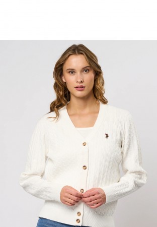 U.S. Polo Gill Reg Cardi USPA W Knit Til Dame, Cloud Dancer