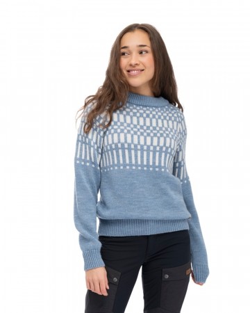 Bergans Nordmarka Merino Jumper Til Dame, Husky Blue/Vanilla White