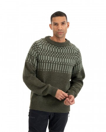 Bergans Nordmarka Merino Jumper Til Herre, Dark Green Mud/Light Green Mud