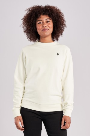 US Polo Adele O-Neck Sweater bomullsgenser Dame, Colud Dancer / Hvit