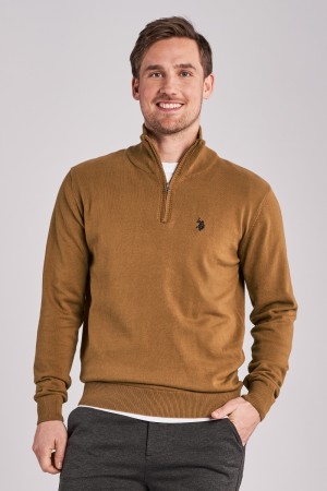 U.S Polo Brison Knit half-zip strikket genser Herre, Rubber