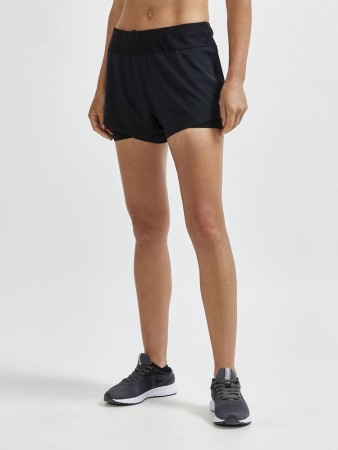 Craft Adv Essence 2-in-1 Shorts treningsshorts med innershorts Dame, Sort