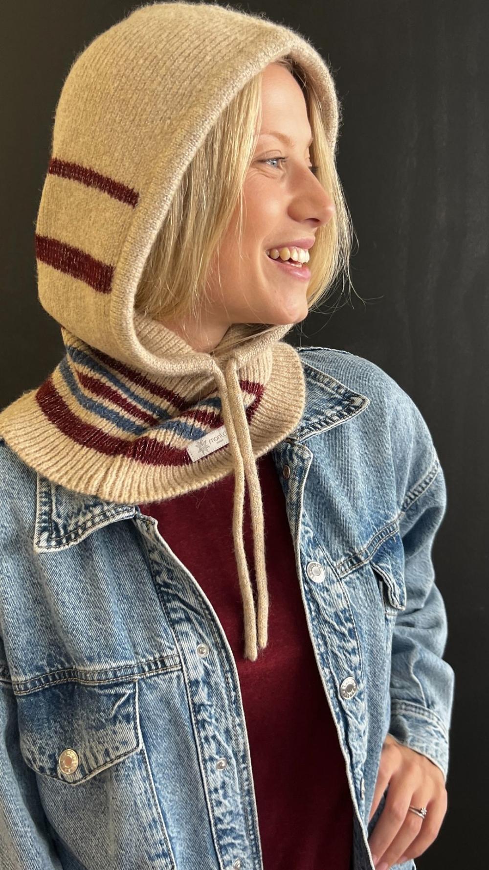 Morild Lulu Hood med refleks, sand med striper