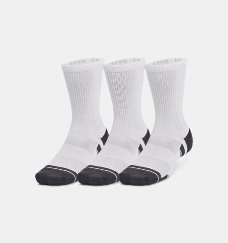 Under Armour UA Performance Tech 3pk Crew Sokker, Hvit  