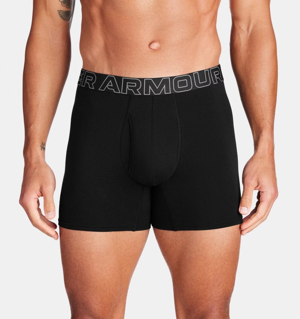 Under Armour  M UA Perf Cotton 6in 3-pk Boxershorts Herre, Sort