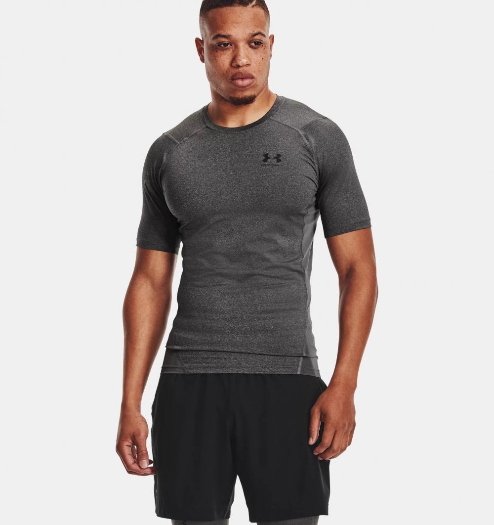 Under Armour UA HG Armour Comp SS Tee T-skjorte for trening/baselayer Herre, Carbon Heather