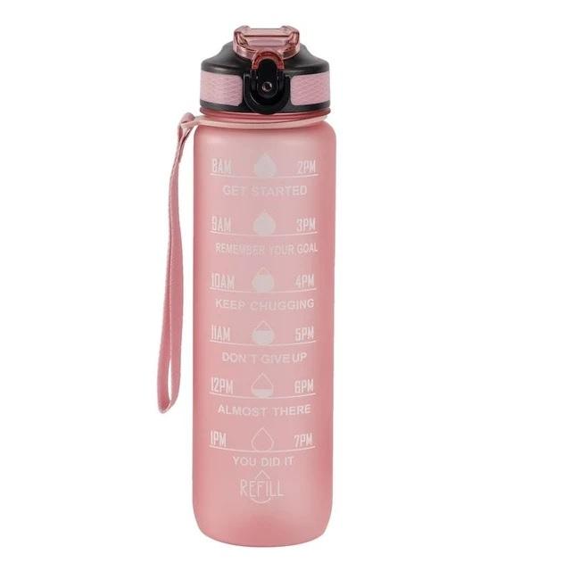 Hollywood Motivational Bottle 1000ml - flasken som motiverer deg til å drikke, lys rosa 