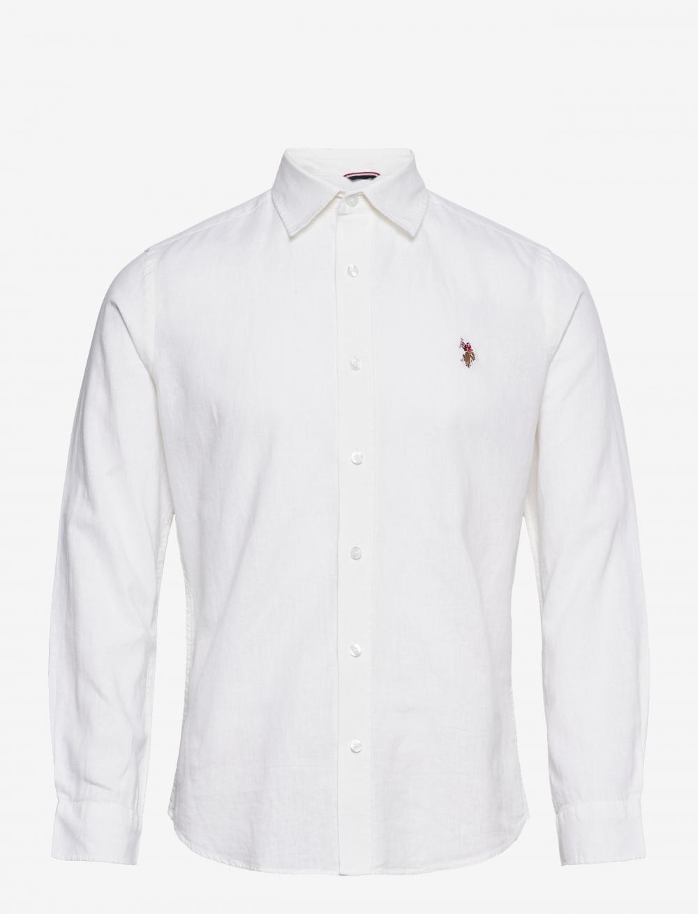 U.S. Polo USPA Shirt Bolt Men Linskjorte Herre, Hvit 