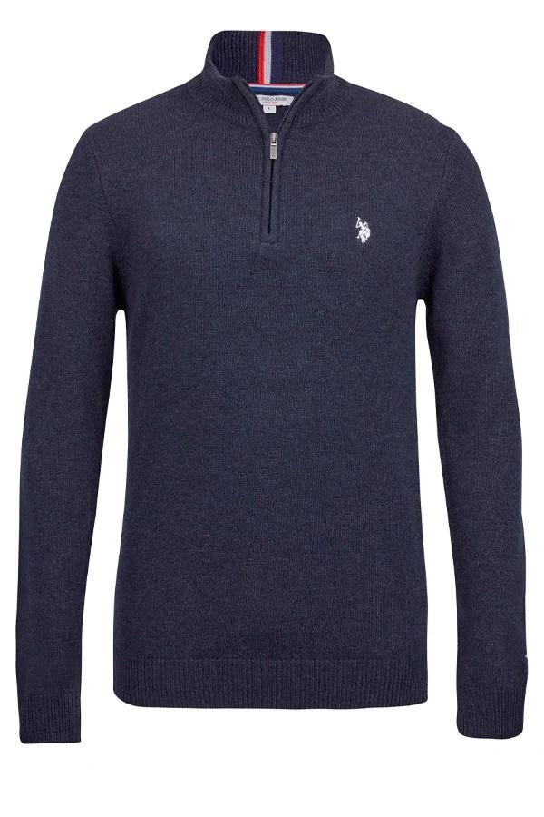 U.S Polo Kevin Reg LW Half Zip Knit Herre, Dark Sapphire