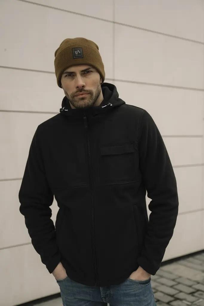 Twentyfour mode zip fleece herre, sort