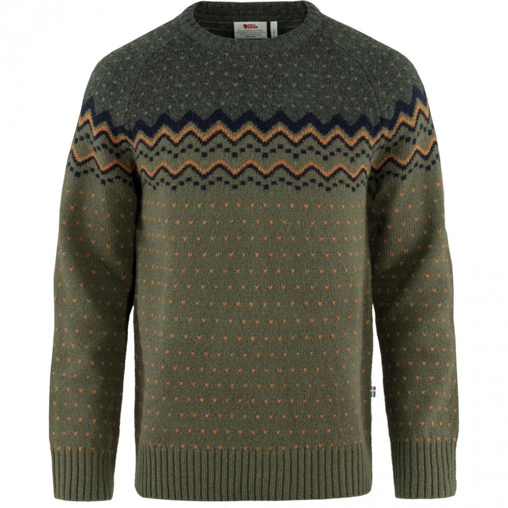 Fjällräven Övik Knit Sweater Ullgenser Herre, Laurel Green Deep Forest