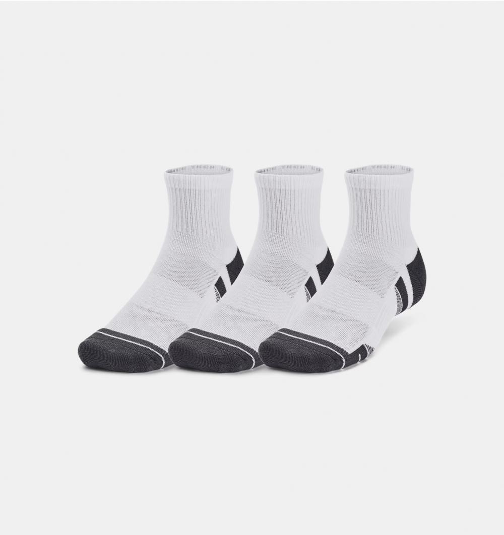 Under Armour UA Performance Tech 3pk Qtr sokker, Hvit