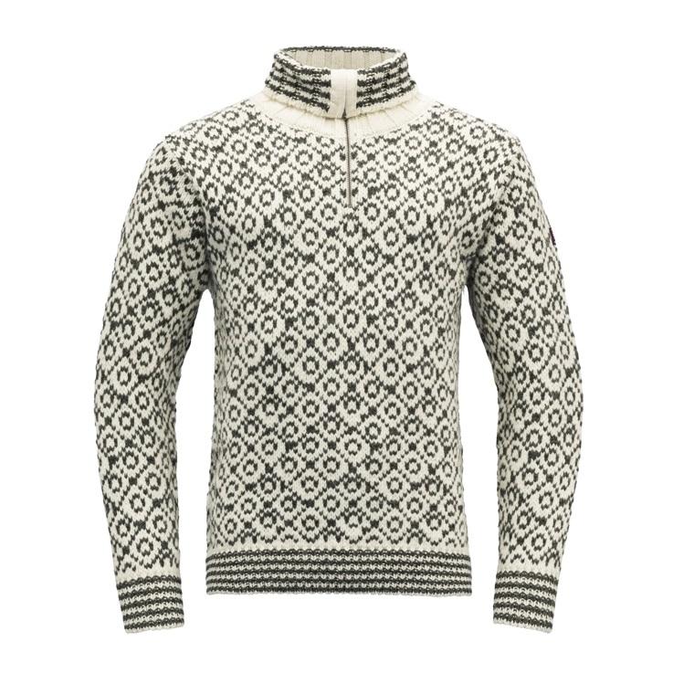 Devold Svalbard Wool Zip Neck unisex, Sort/Hvit