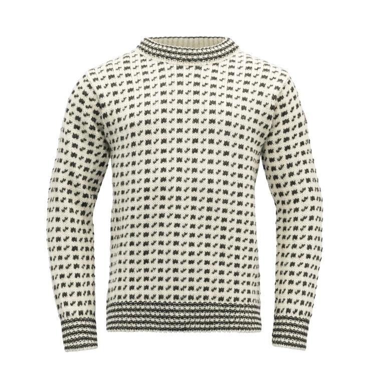 Devold Original Islender Wool Sweater unisex, Hvit/Sort (utsolgt)