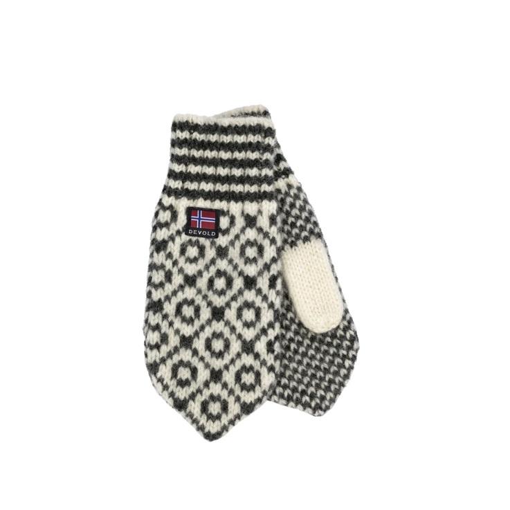 Devold Svalbard Wool Mitten, Svart/Hvit