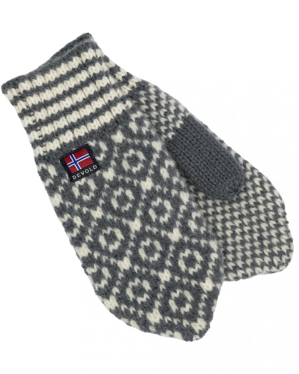 Devold Svalbard Wool Mitten, Lyseblå/Hvit