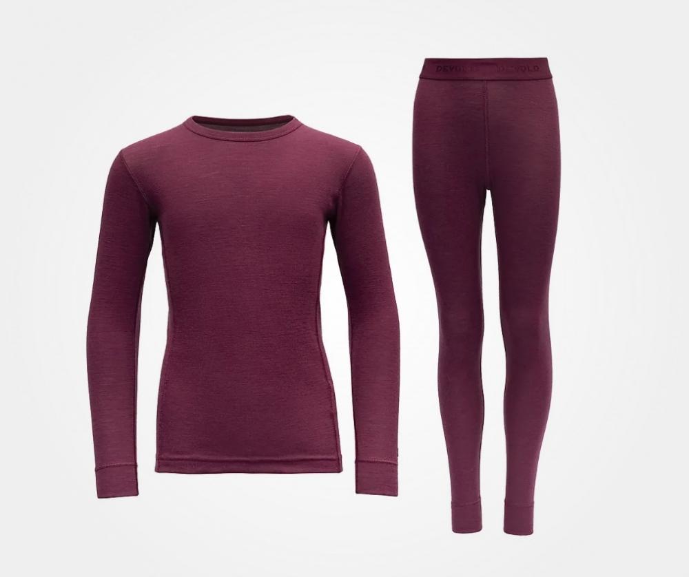 Devold Outdoor Wool Sett Junior, Beetroot