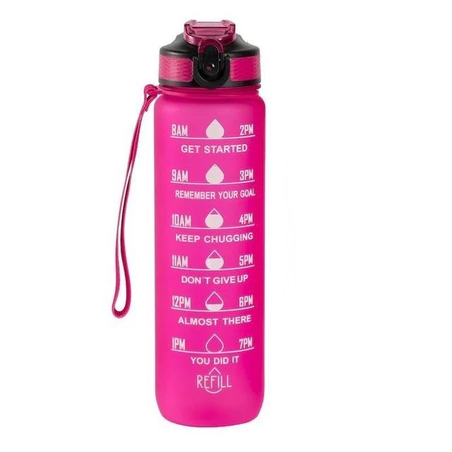 Hollywood Motivational Bottle 1000ml - flasken som motiverer deg til å drikke, Rosa