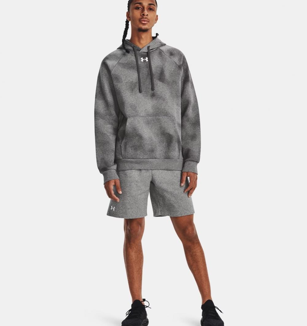 Under Armour UA Rival Fleece Shorts til herre, Castlerock Light Heather/White