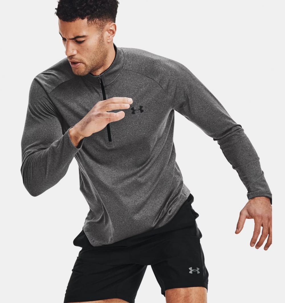 Under Armour UA TECH 2.0 1/2 ZIP TIL HERRE, CARBON HEATH