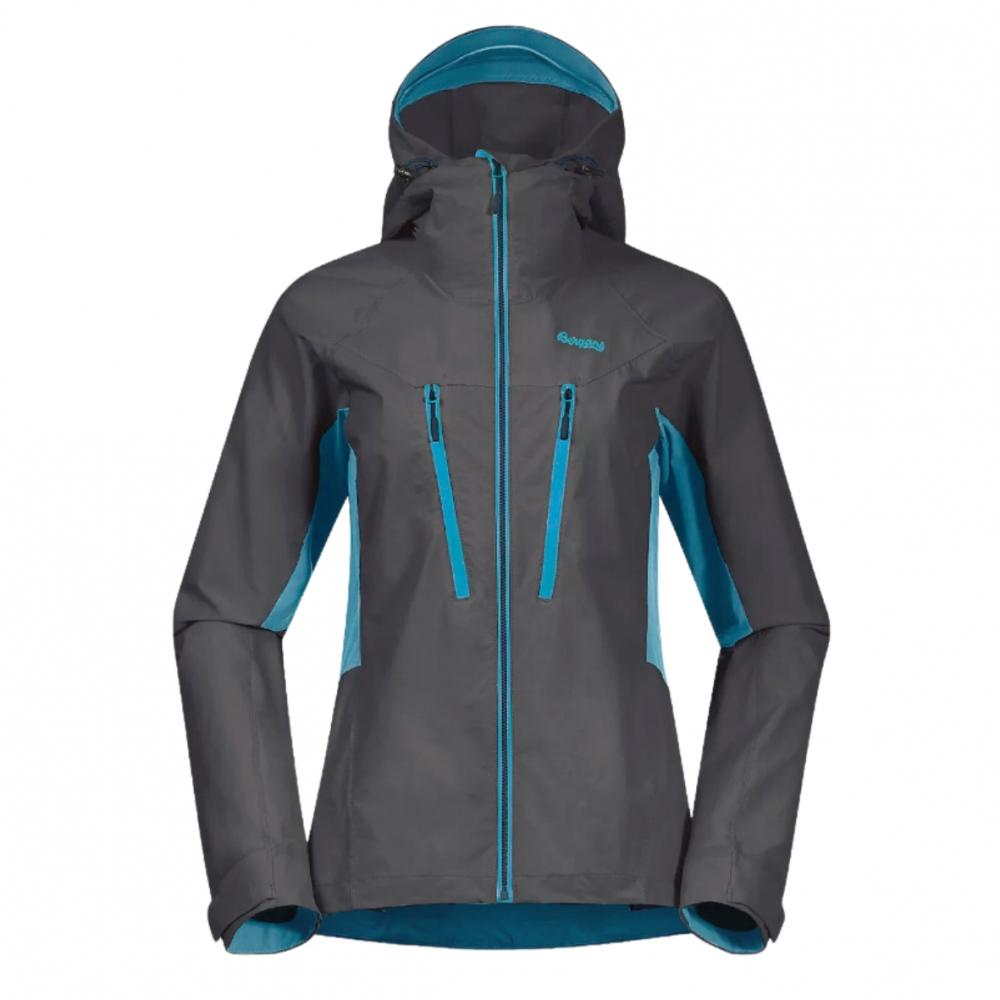 Bergans Cecilie Mountain Softshell Jacket Til Dame, Solid Dark Grey/Clear Ice Blue