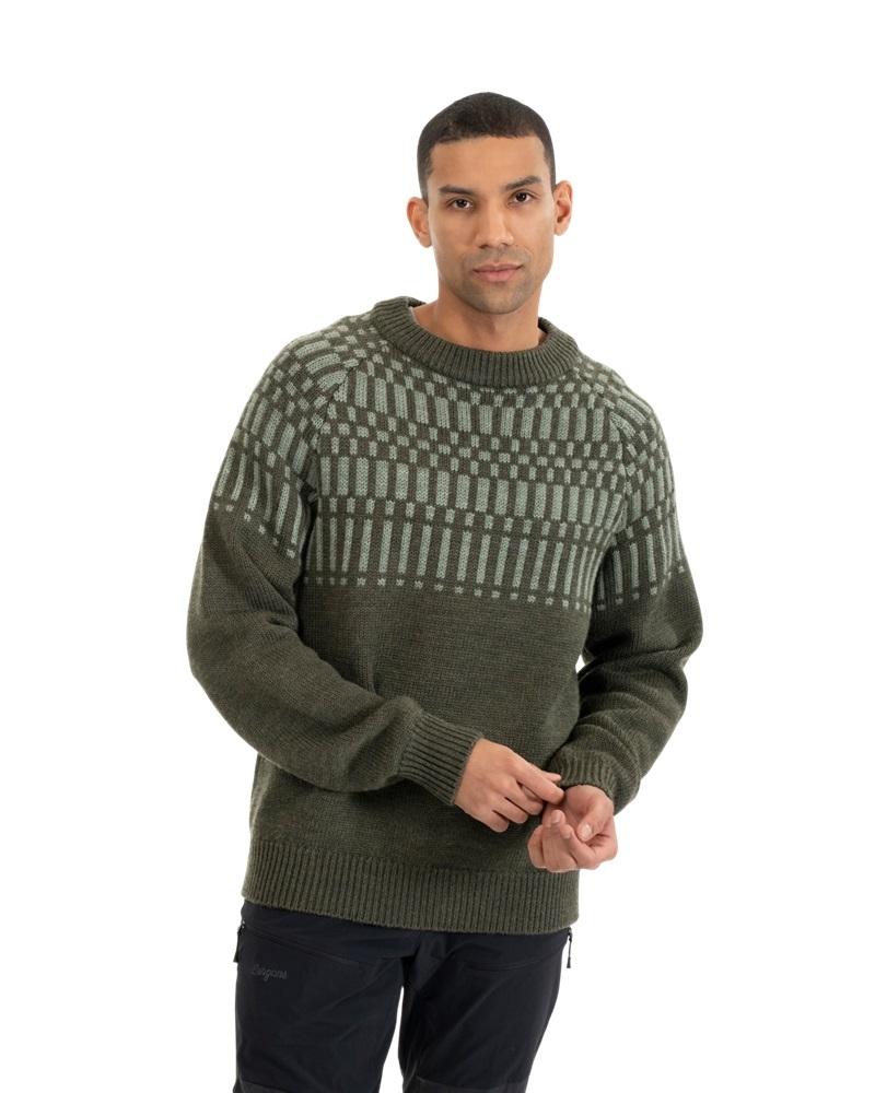 Bergans Nordmarka Merino Jumper Til Herre, Dark Green Mud/Light Green Mud