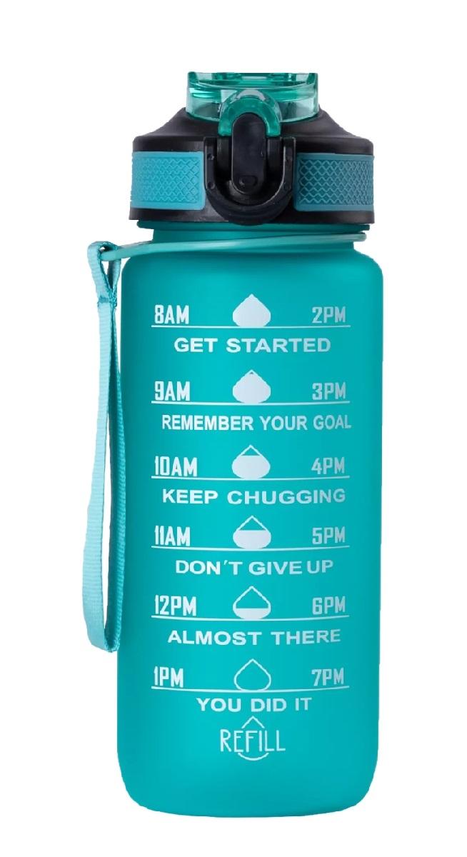Hollywood Motivational Bottle 600ml - flasken som motiverer deg til å drikke, Turquoise