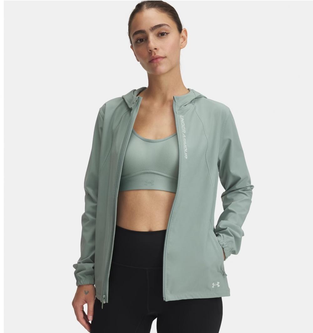 Under Armour UA Outrun The Storm Jacket til dame, Silica Green/Reflective