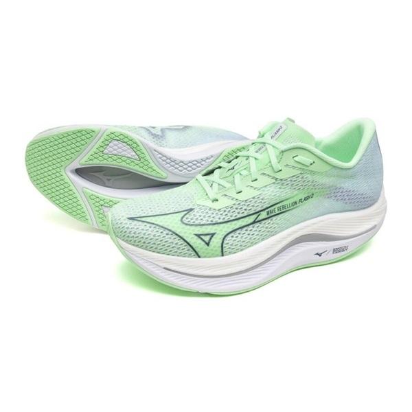 Mizuno Wave Rebellion Flash 2 Løpesko Herre, Neo Mint/Vintage Indigo/Hint Mint