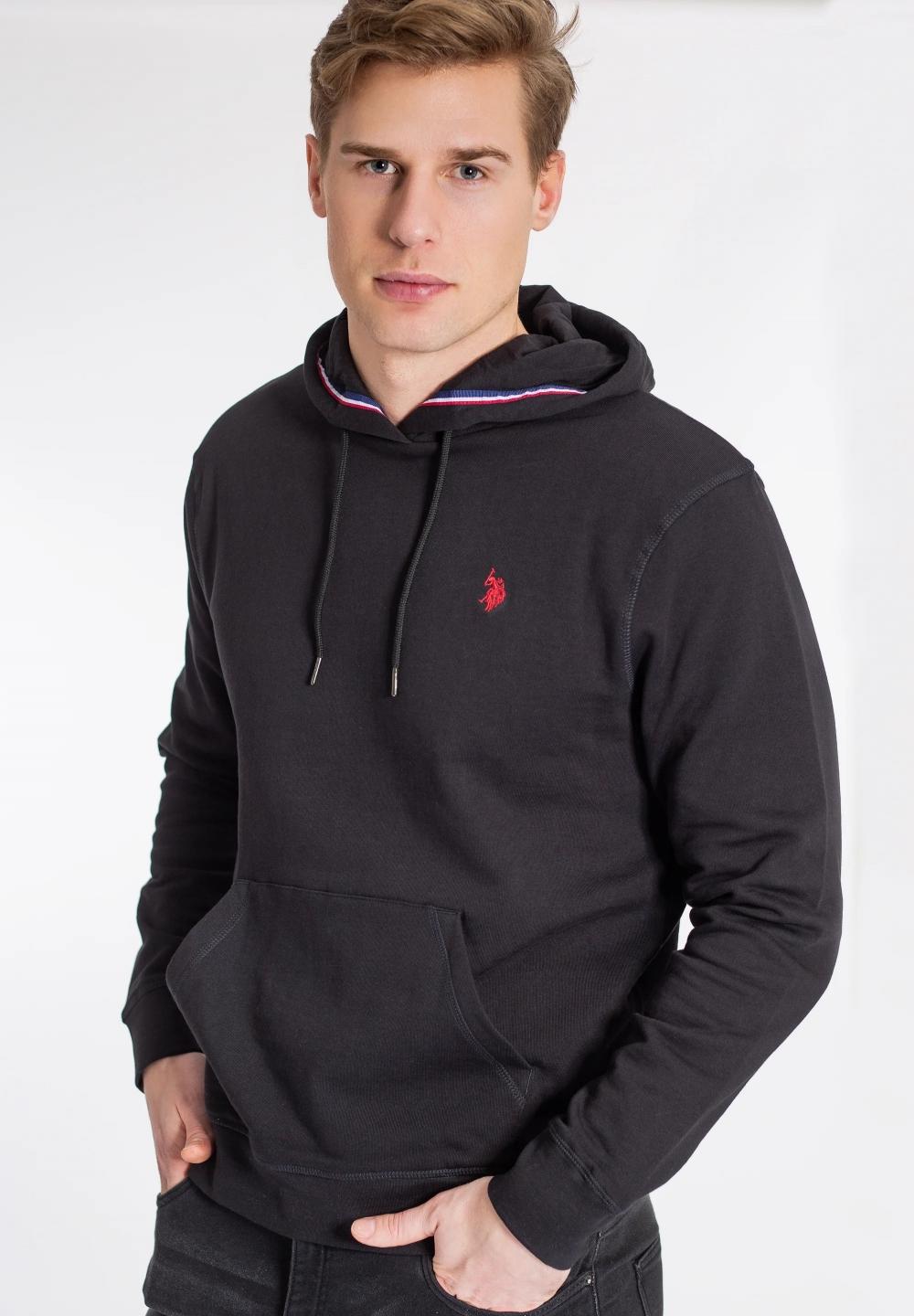 US Polo USPA Sweatshirt Brayden Men Hettegenser Herre, Tap Shoe/Svart