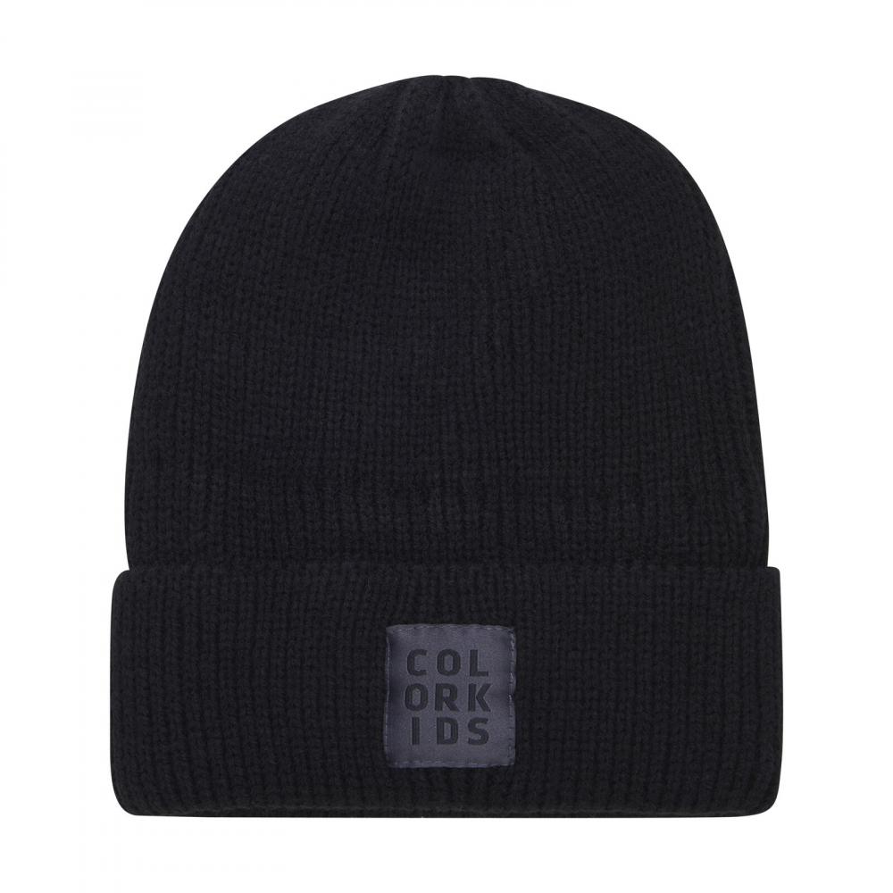 Color Kids Beanie Vinterlue med fleecefor Junior, sort